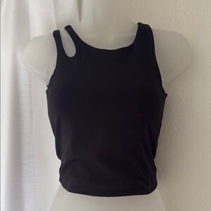 H&M MOVE Black light support sports bralette tank W shoulder cut out Size 12/14